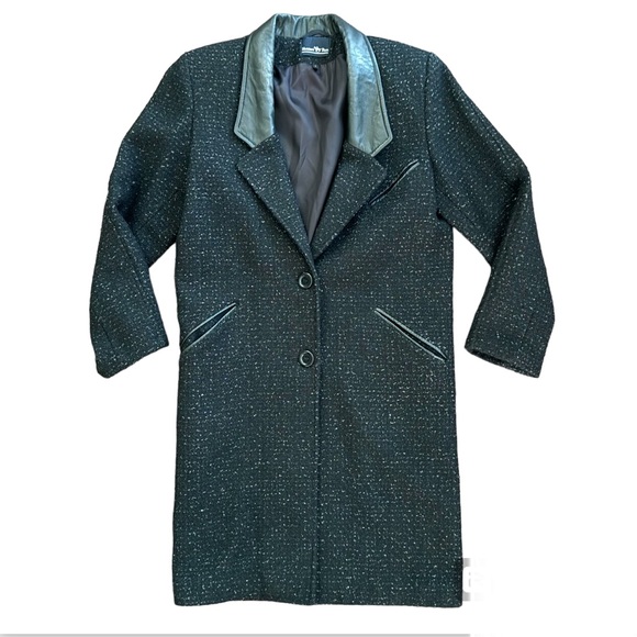 HUNTERS RUN wool coat with leather trim size 6